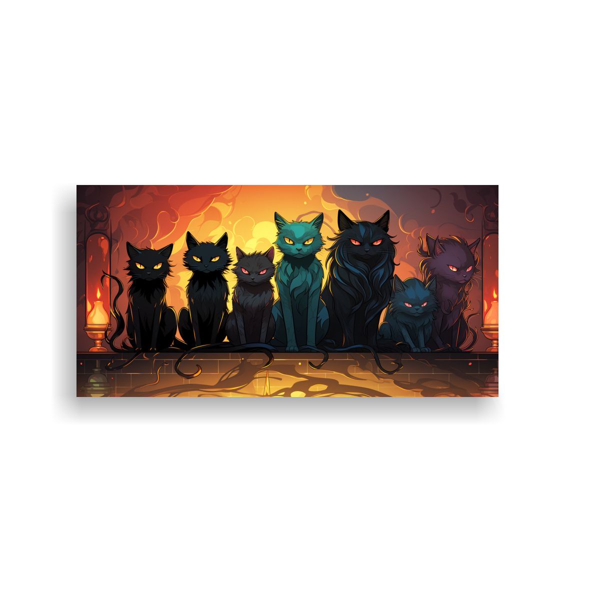 GENERICO - Cuadros Decorativos Intensos Con Esquema De Gatos 80x40 Cm