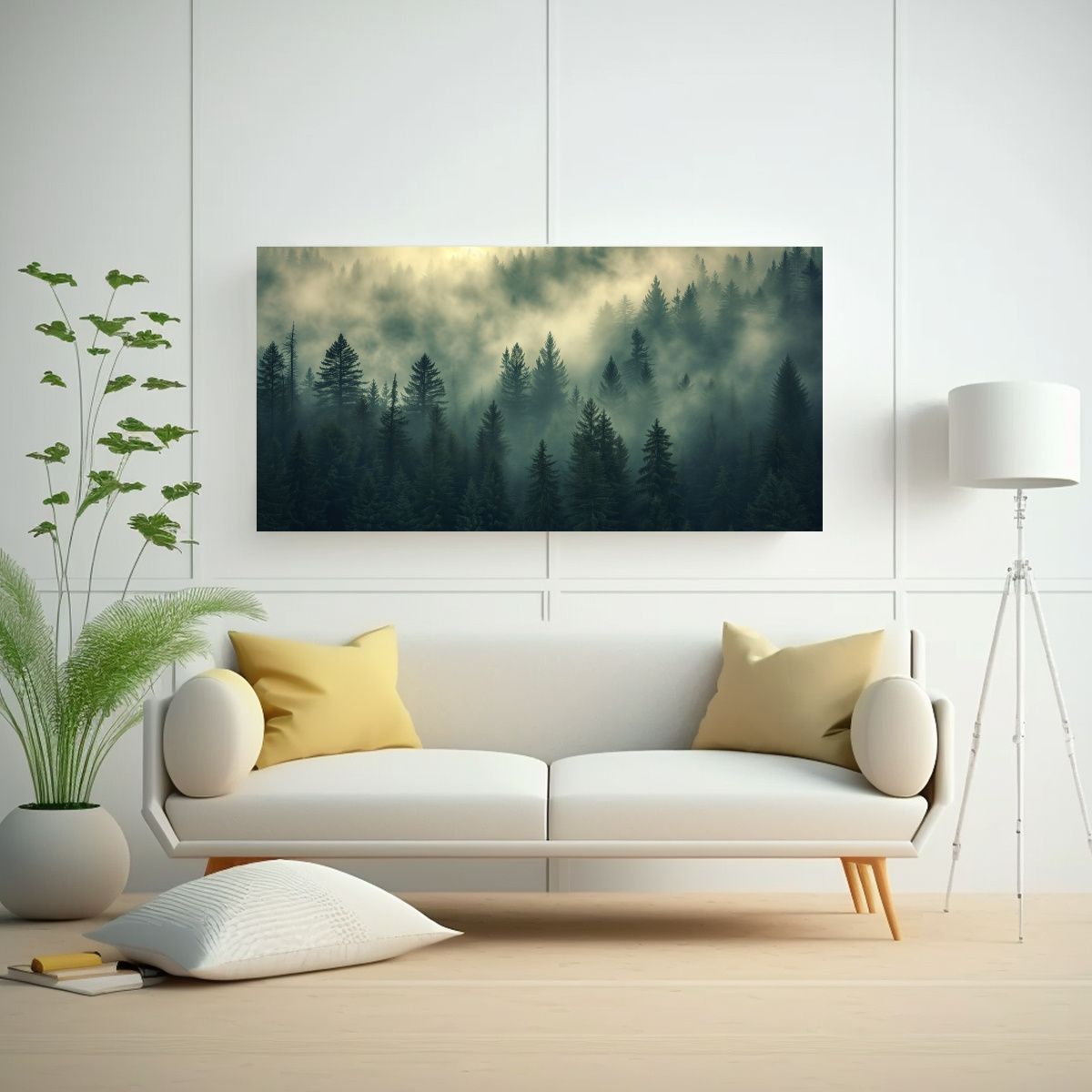 GENERICO - Paisaje De Pinos Brumosos Para Decoración 60x30 Cm