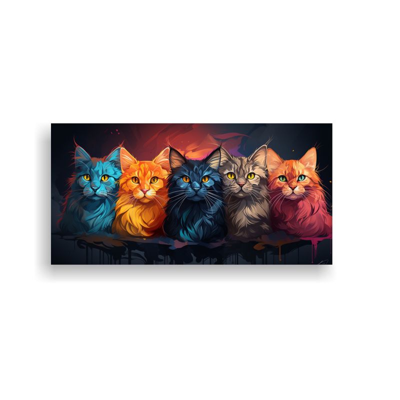 GENERICO - Lienzo Con Motivo Inspirador De Gatos En Colores 100x50 Cm