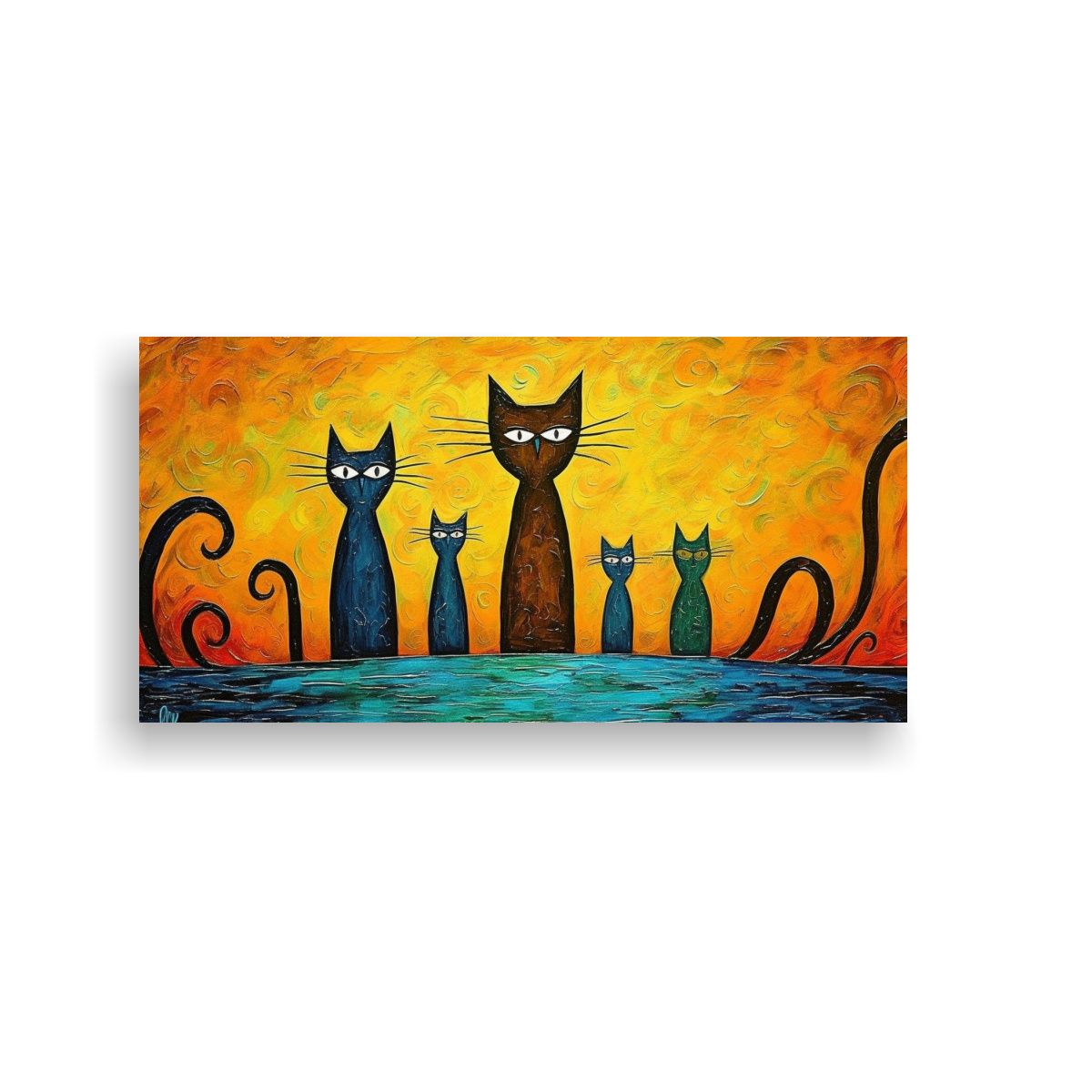 GENERICO - Cuadro De Familia De Gatos Caprichosos De Arte 100x50 Cm