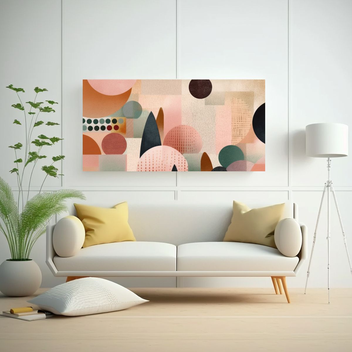 GENERICO - Cuadro Lienzo Tela Formas Urbanas Pastel Estilo 80x40 Cm