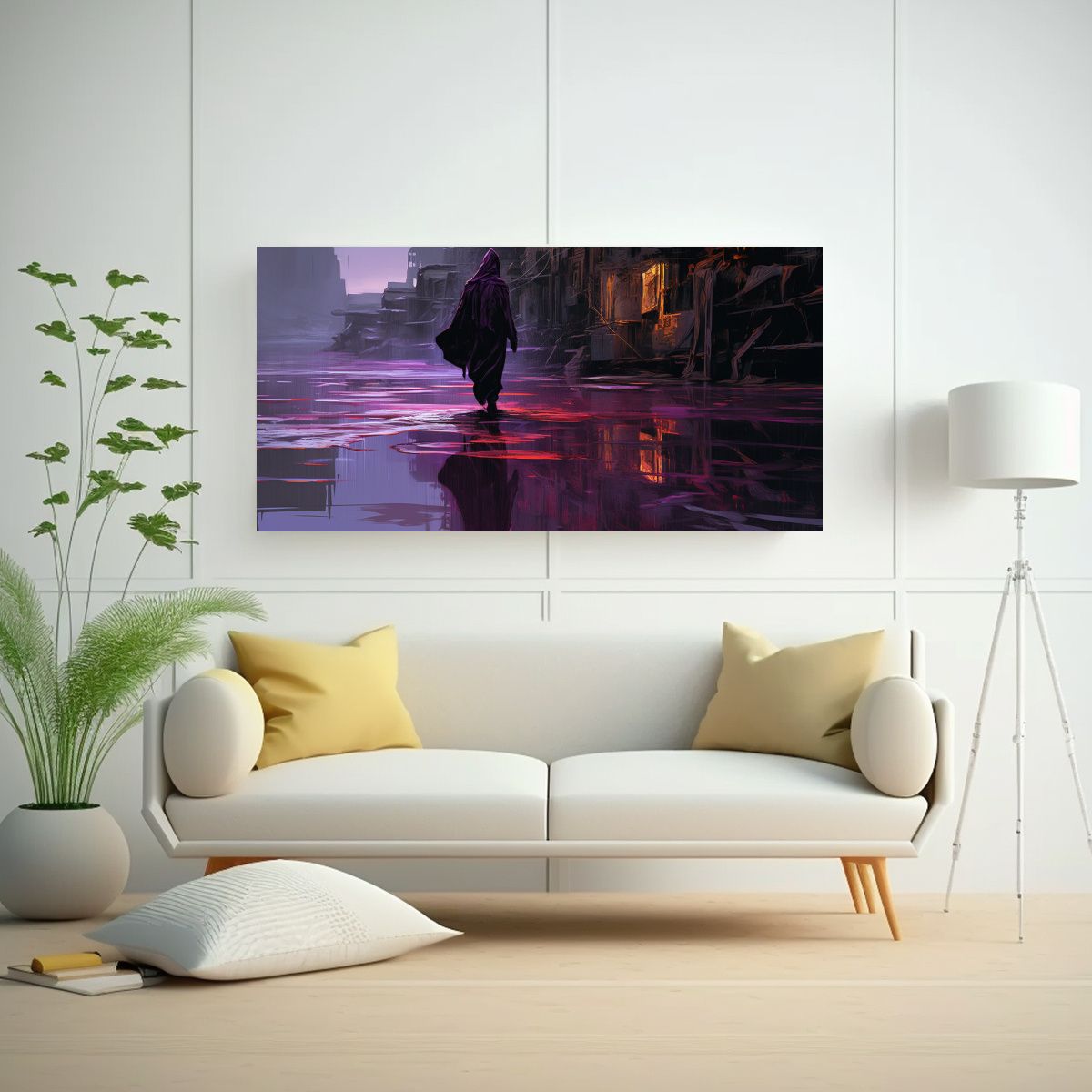 GENERICO - Cuadro Decorativo De Figura En Perfil Con Túnica 80x40 Cm