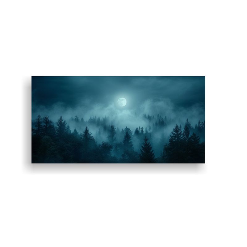 GENERICO - Cuadro Bosque Nocturno Encantador Con Niebla 80x40 Cm