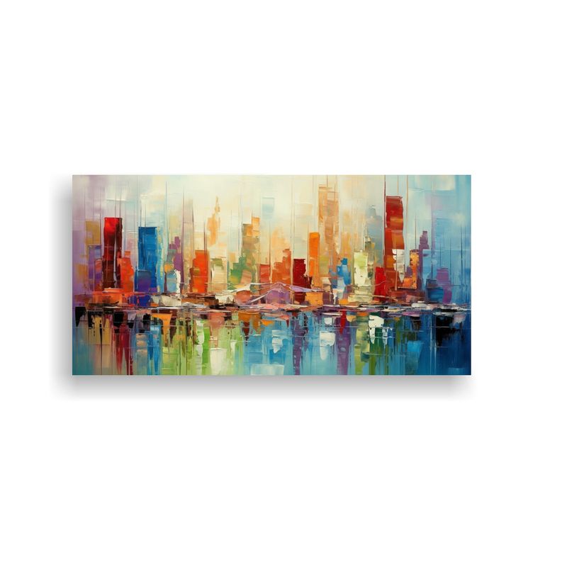 GENERICO - Cuadro Abstracto De La Ciudad En Lienzo Detalle 60x30 Cm