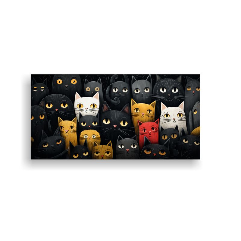 GENERICO - Cuadro Decorativo Con Gatos Negros Con Suéter 100x50 Cm