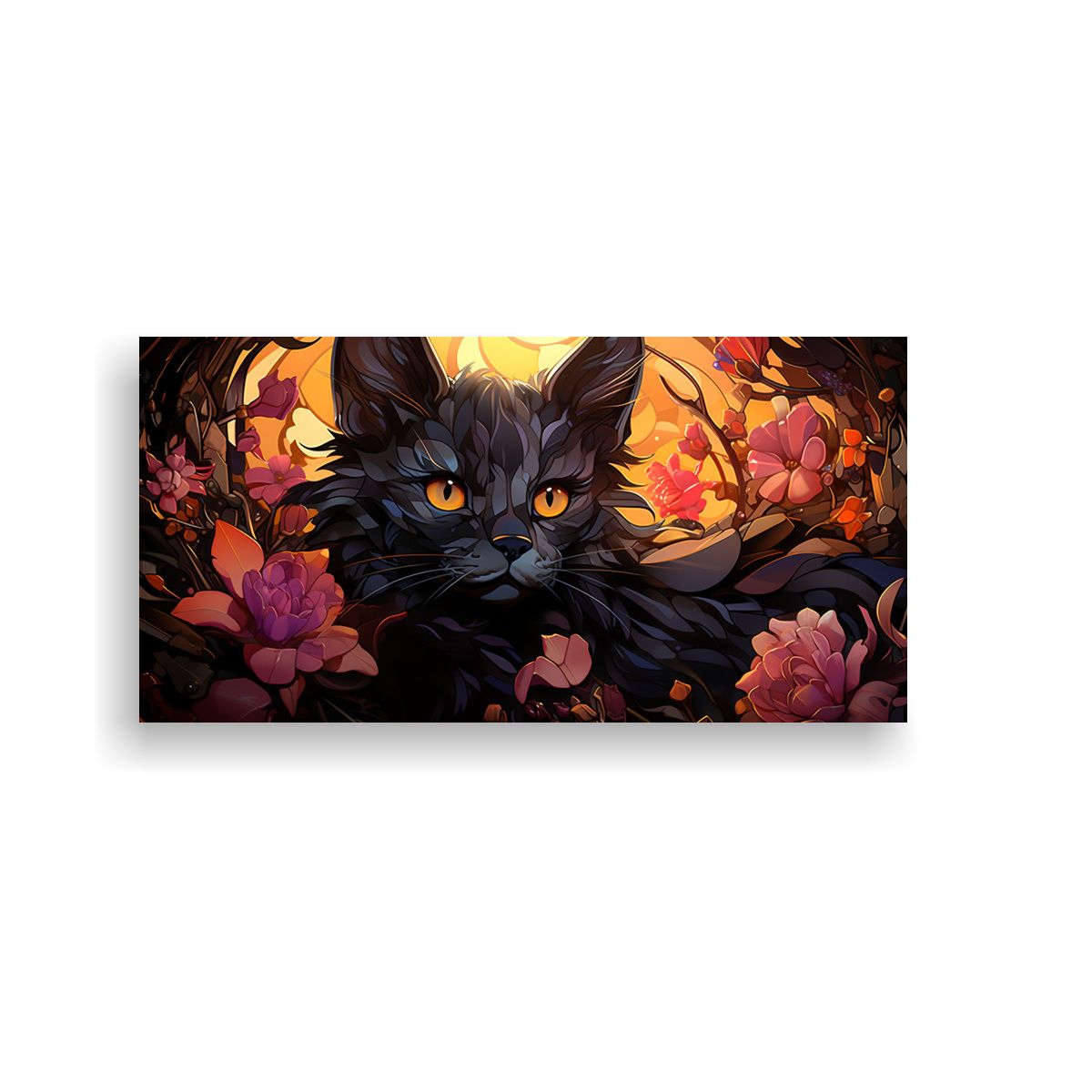 GENERICO - Arte Fotografía Original Gato Lykoi Vidriera 60x30 Cm