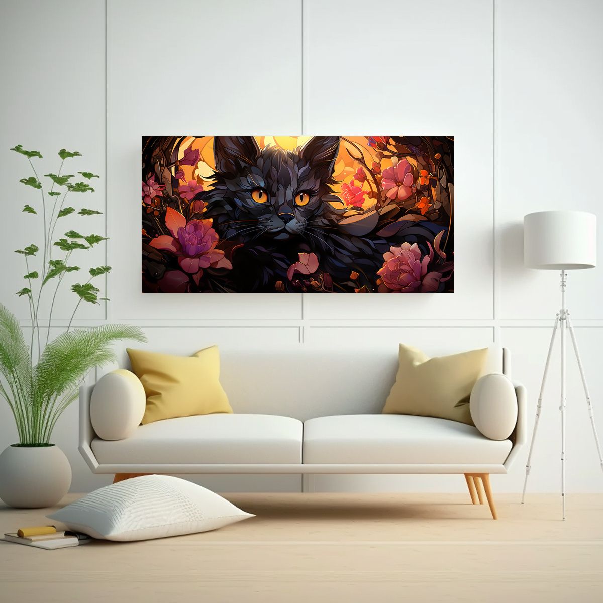 GENERICO - Arte Fotografía Original Gato Lykoi Vidriera 60x30 Cm