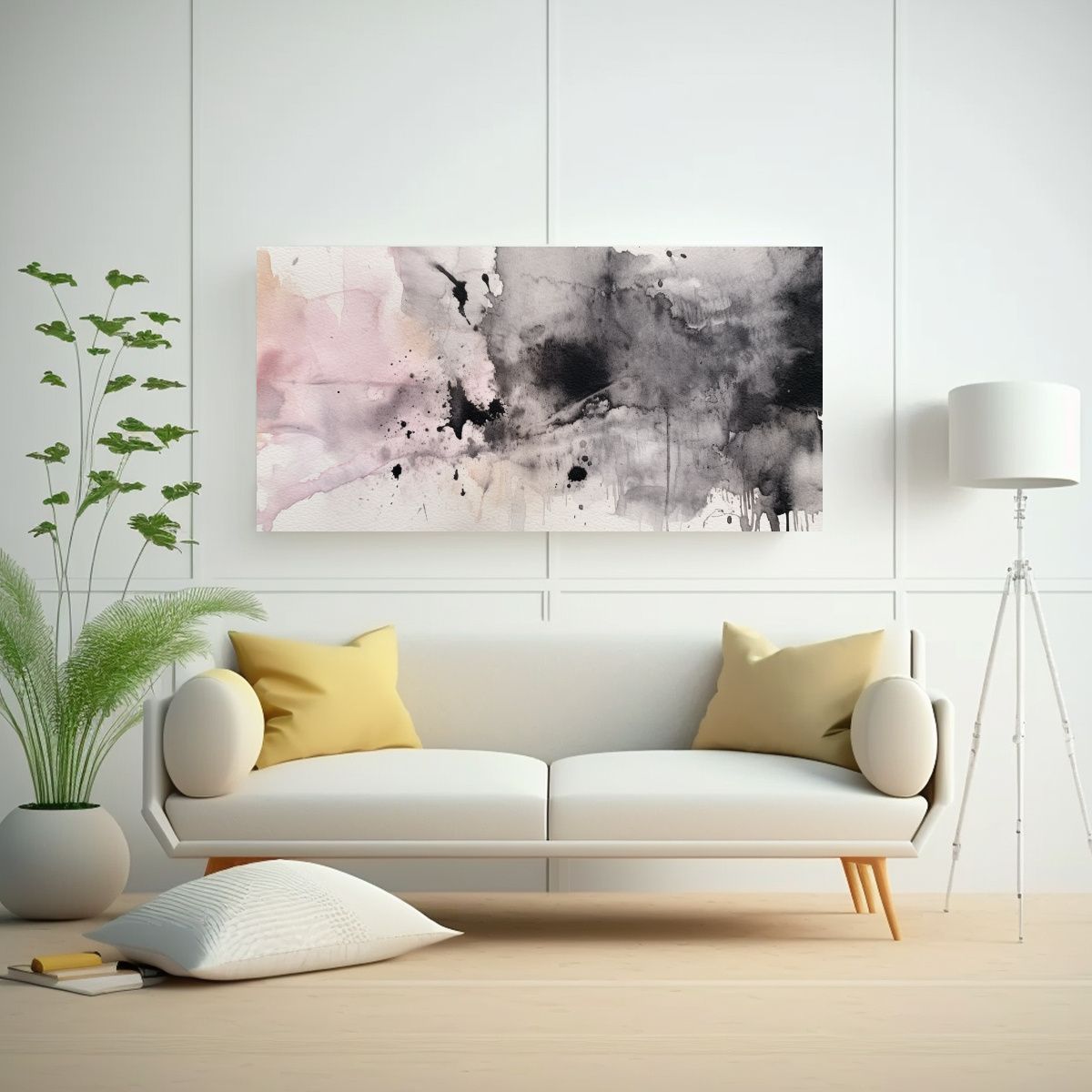 GENERICO - Textura De Acuarela Gris Y Malva Con Composición 100x50 Cm