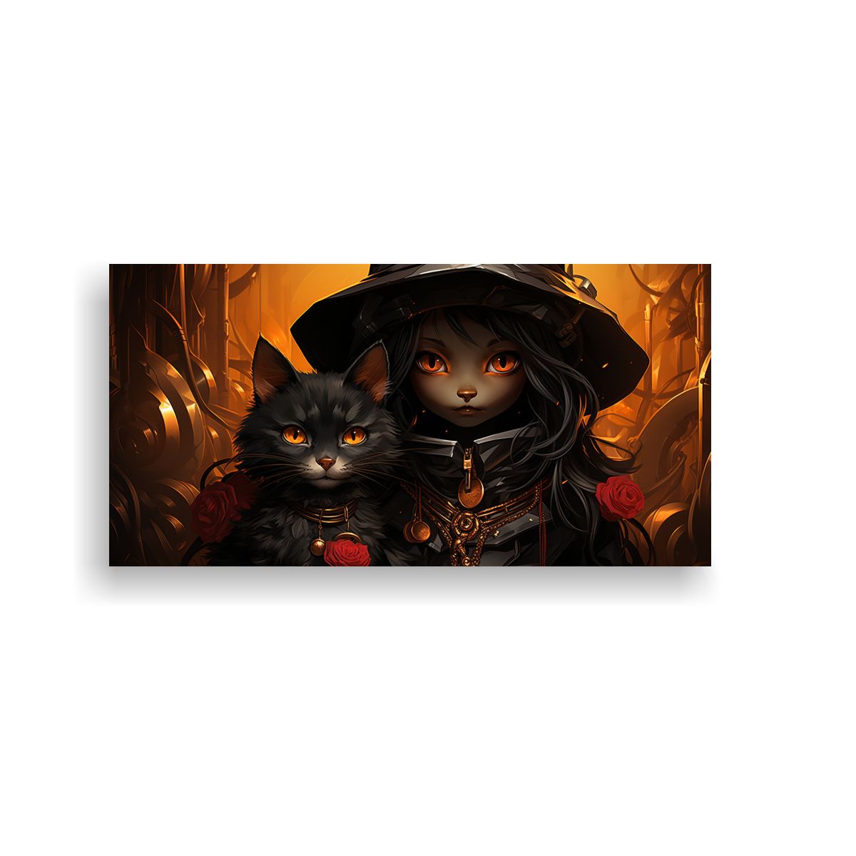 GENERICO - Cuadro Cuadro Simétrica Gatos Negros Apilados 100x50 Cm