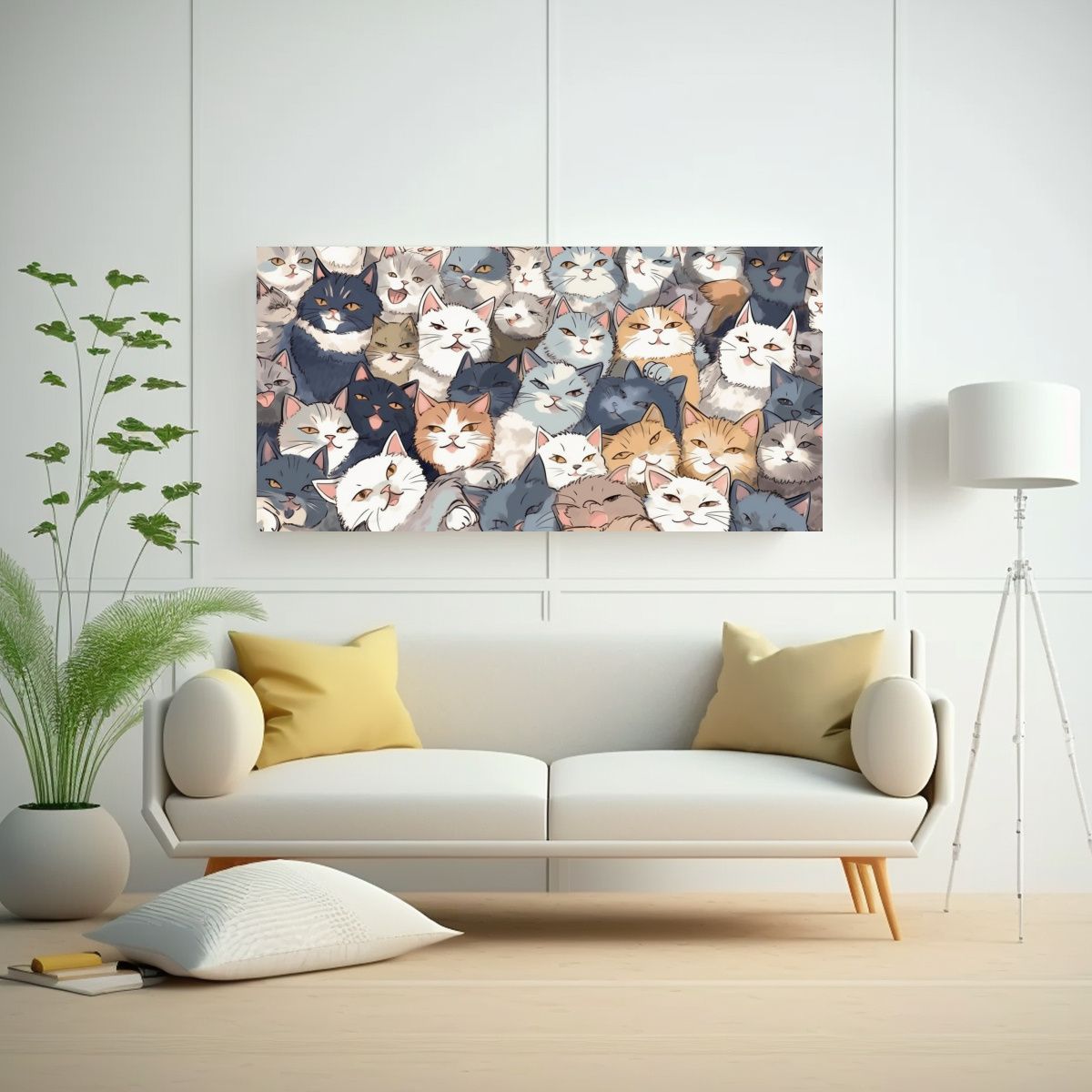 GENERICO - Cuadro Decorativo Cuadro Minimalista De Gatos 80x40 Cm