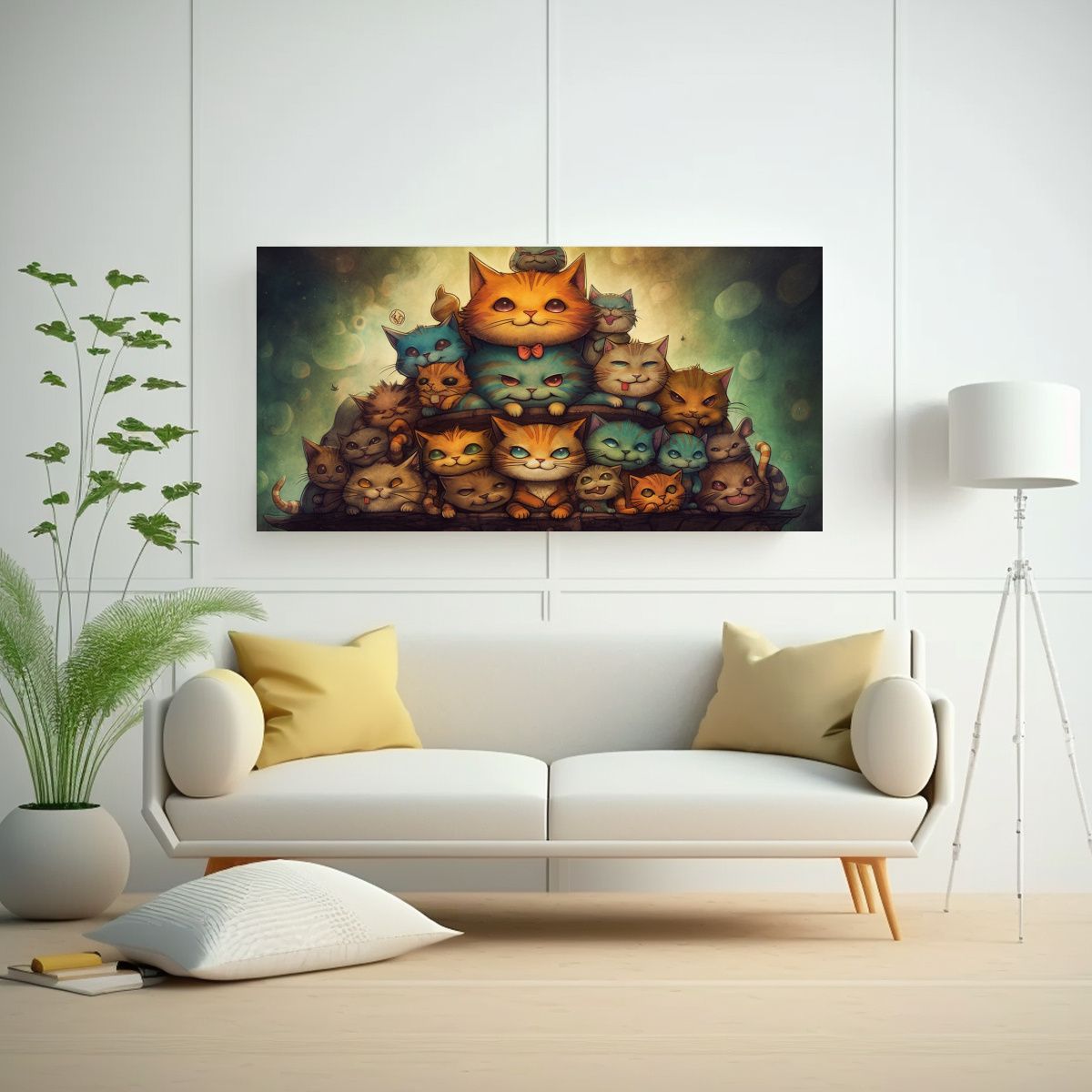 GENERICO - Pinturas Decorativas De Gatos Abstractos En 60x30 Cm