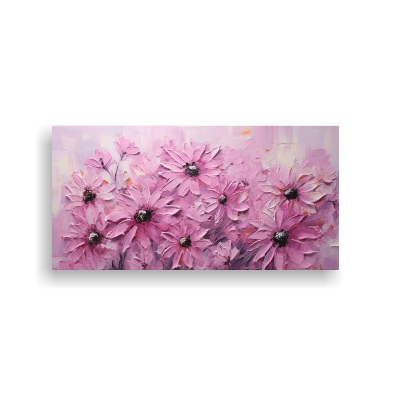 GENERICO - Pintura Acuarela Flores De Girasol Rosa En Lienzo 100x50 Cm