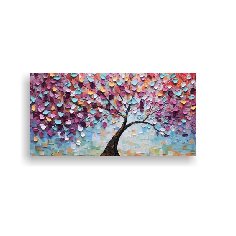 GENERICO - Pintura Abstracta De árbol En Lienzo Equilibrio 100x50 Cm