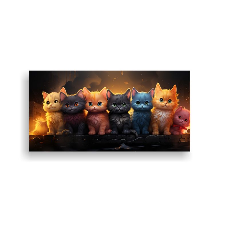 GENERICO - Cuadros Decorativos Arte De Pared Gatos Anime 100x50 Cm