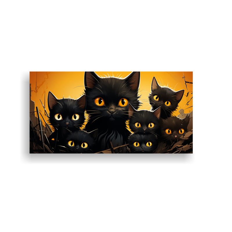 GENERICO - Cuadro De Lienzo Con Montón De Gatos Negros 60x30 Cm