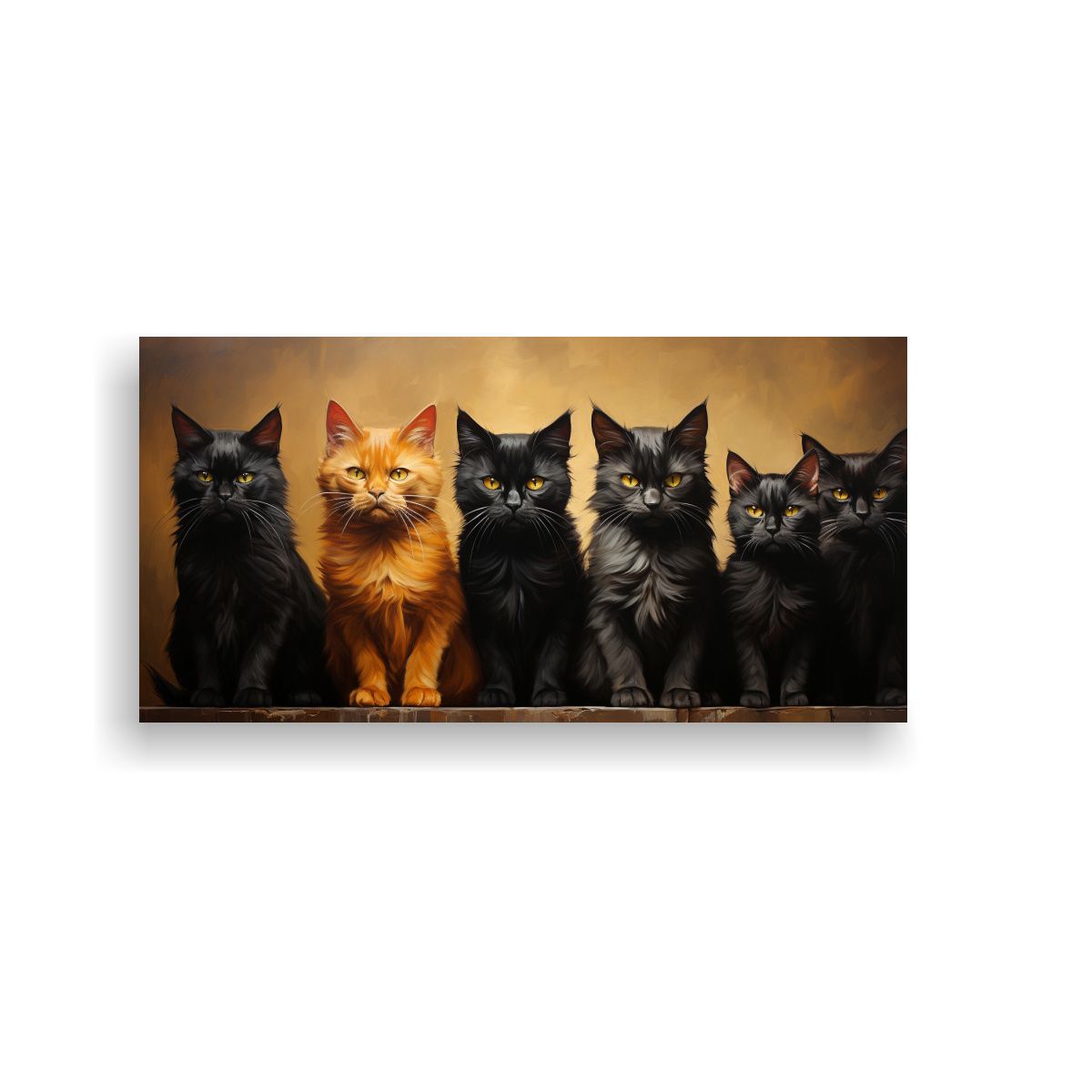 GENERICO - Pintura De Gatos Negros Reflejados En Una Pila 60x30 Cm