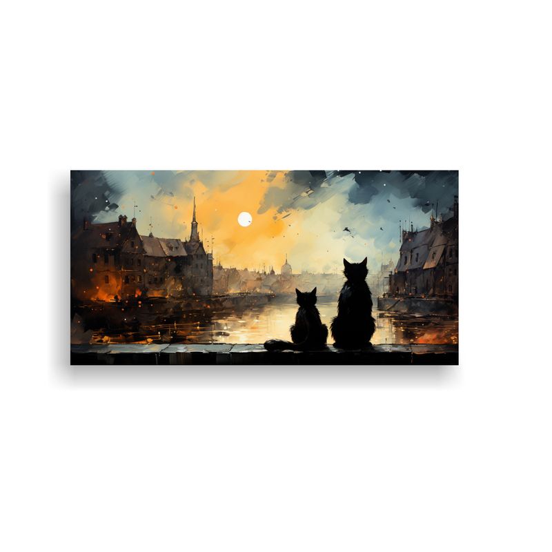 GENERICO - Cuadros Decorativos Económicos De Gatos Negros 60x30 Cm