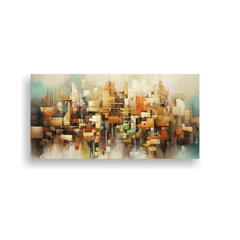 GENERICO - Cuadro En Bastidor Abstracto Ciudad Movimiento 80x40 Cm