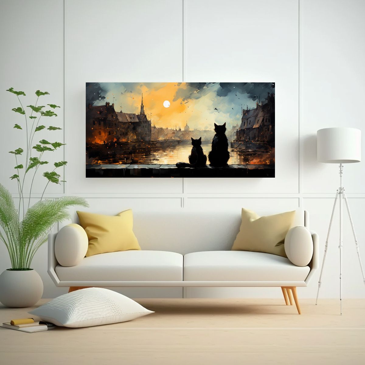 GENERICO - Cuadros Decorativos Económicos De Gatos Negros 80x40 Cm