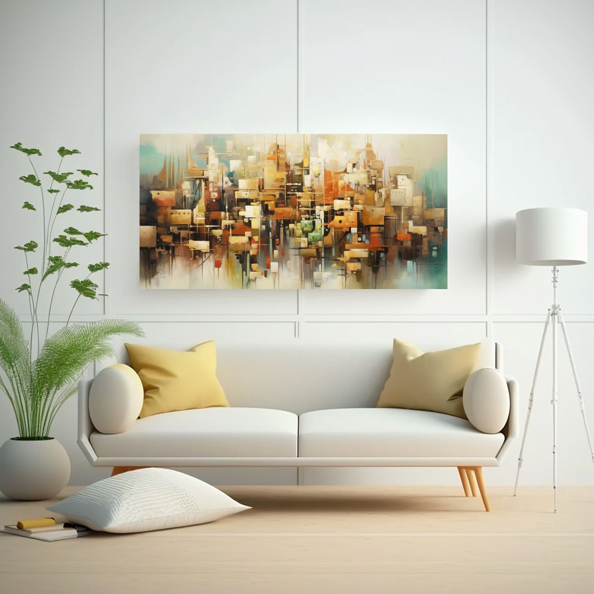 GENERICO - Cuadro En Bastidor Abstracto Ciudad Movimiento 100x50 Cm
