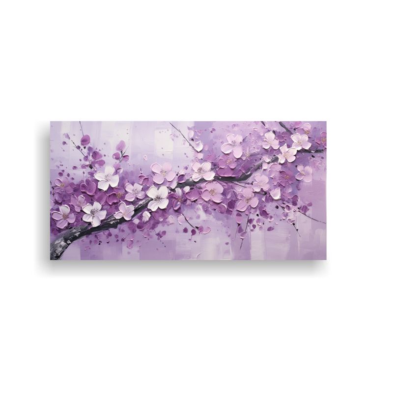 GENERICO - Pintura En Lienzo De Cerezo Morado Con Flores En 80x40 Cm
