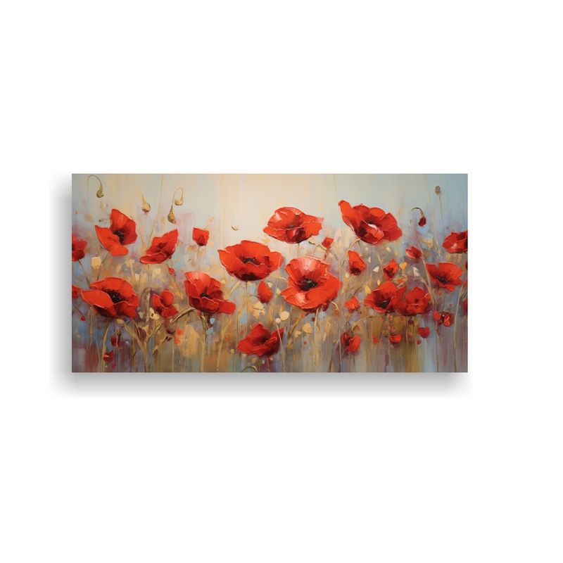 GENERICO - Cuadro Imagen Colores Rojo Amapolas En Lienzo 100x50 Cm