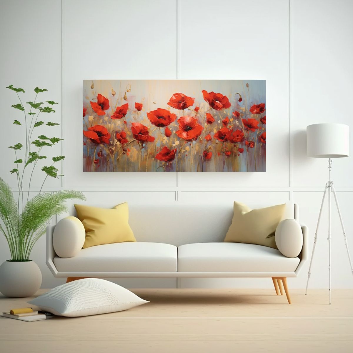 GENERICO - Cuadro Imagen Colores Rojo Amapolas En Lienzo 100x50 Cm