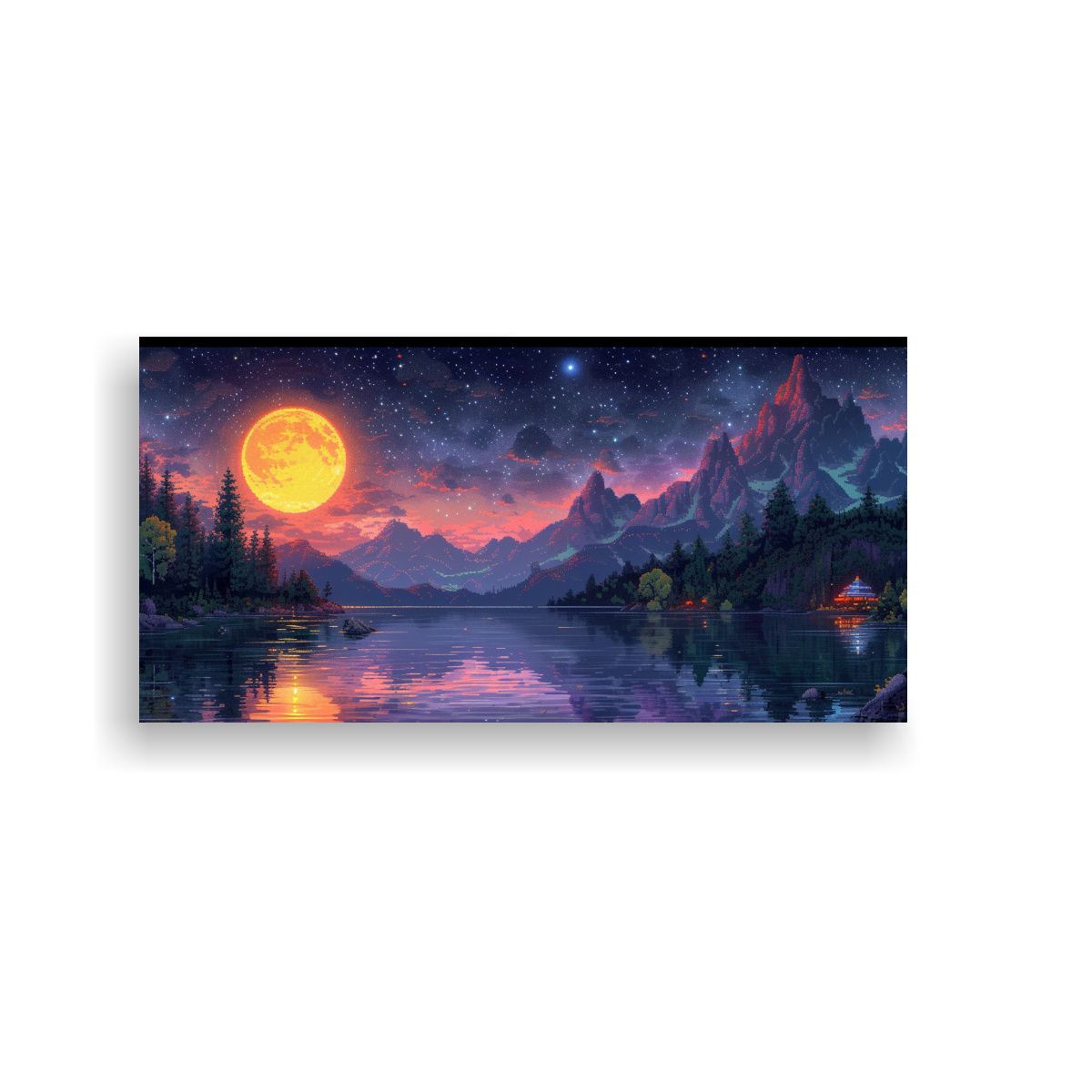 GENERICO - Imagen Pixel Art Estilo Vintage En Verde Oscuro 100x50 Cm