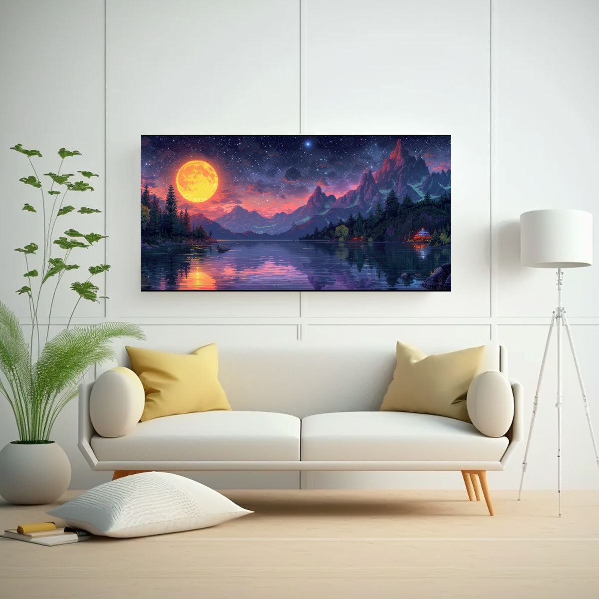 GENERICO - Imagen Pixel Art Estilo Vintage En Verde Oscuro 100x50 Cm