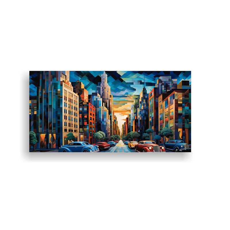 GENERICO - Paisaje Urbano Al Atardecer Sincronía Urbana En 80x40 Cm