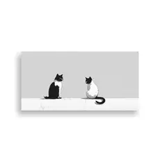 GENERICO - Cuadro Vintage Minimalista 90s Con Arte De Gatos 60x30 Cm