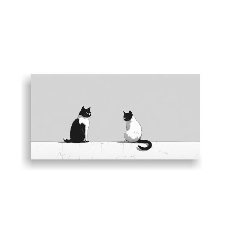 GENERICO - Cuadro Vintage Minimalista 90s Con Arte De Gatos 80x40 Cm
