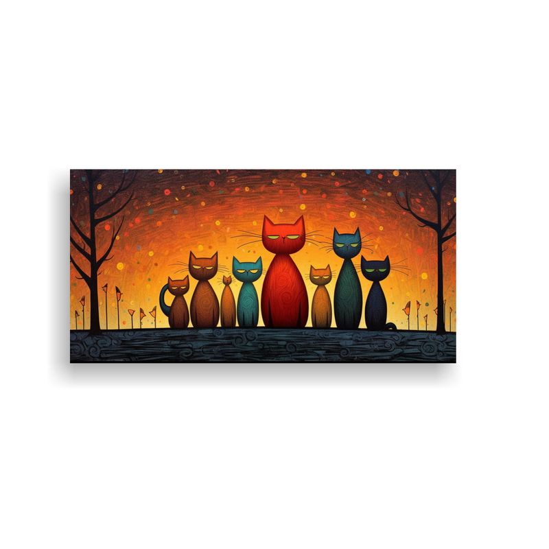 GENERICO - Cuadro Decorativo Lienzo Moderno Gatitos Familia 60x30 Cm