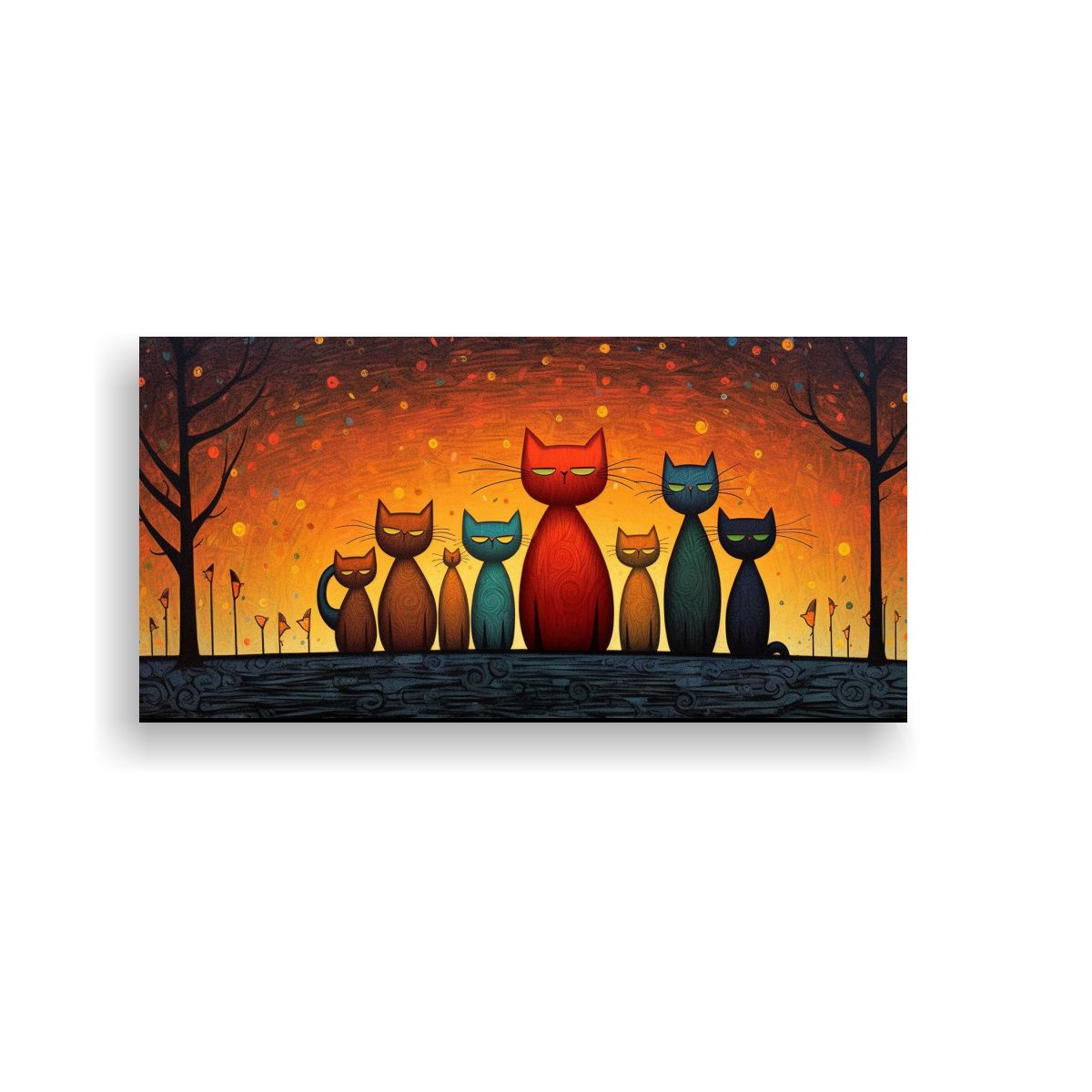 GENERICO - Cuadro Decorativo Lienzo Moderno Gatitos Familia 100x50 Cm