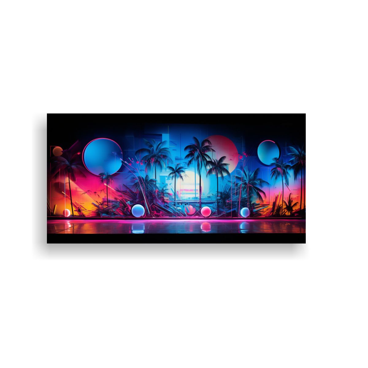 GENERICO - Cuadro Diseño Equilibrio Visual Abstracto Neon 80x40 Cm
