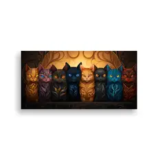 GENERICO - Cuadro Decorativo Gatos Nueve Colores Ojos 80x40 Cm