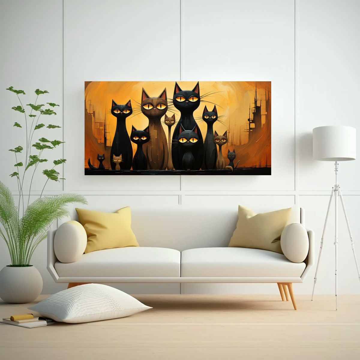 GENERICO - Pinturas De Decoración De Gatos Negros Mirando 100x50 Cm