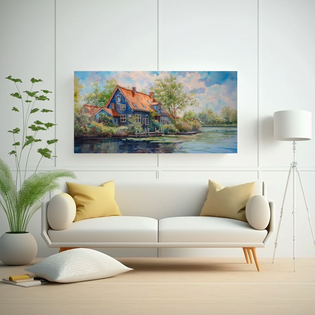 GENERICO - Pintura Acuarela De Casa De Totoro En Tela 80x40 Cm