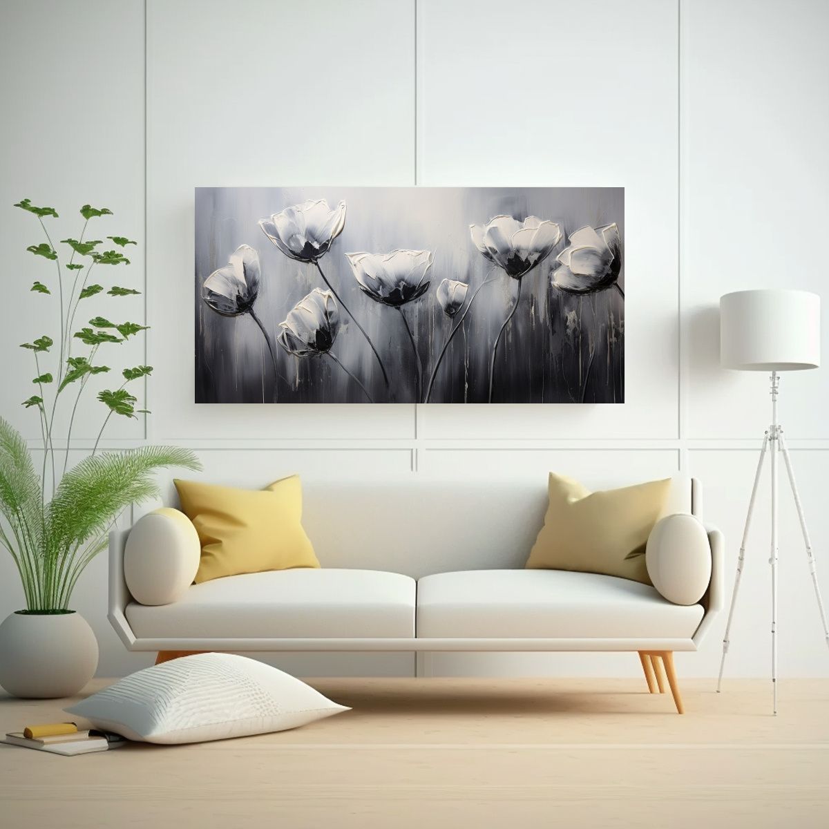 GENERICO - Pintura Vanguardia Esquema Tulipanes Negros 60x30 Cm