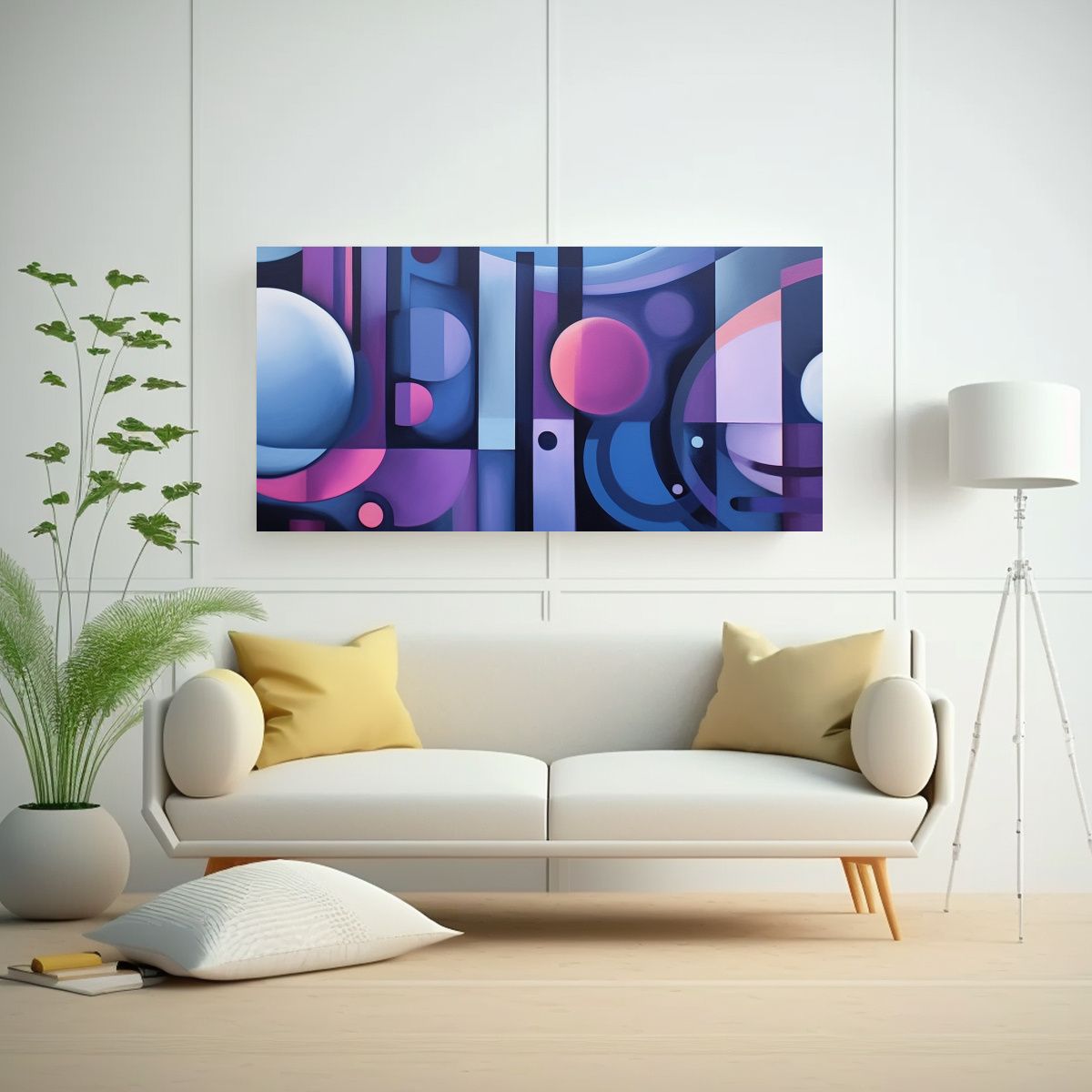 GENERICO - Pintura Abstracta En Azul Y Morado Para 100x50 Cm