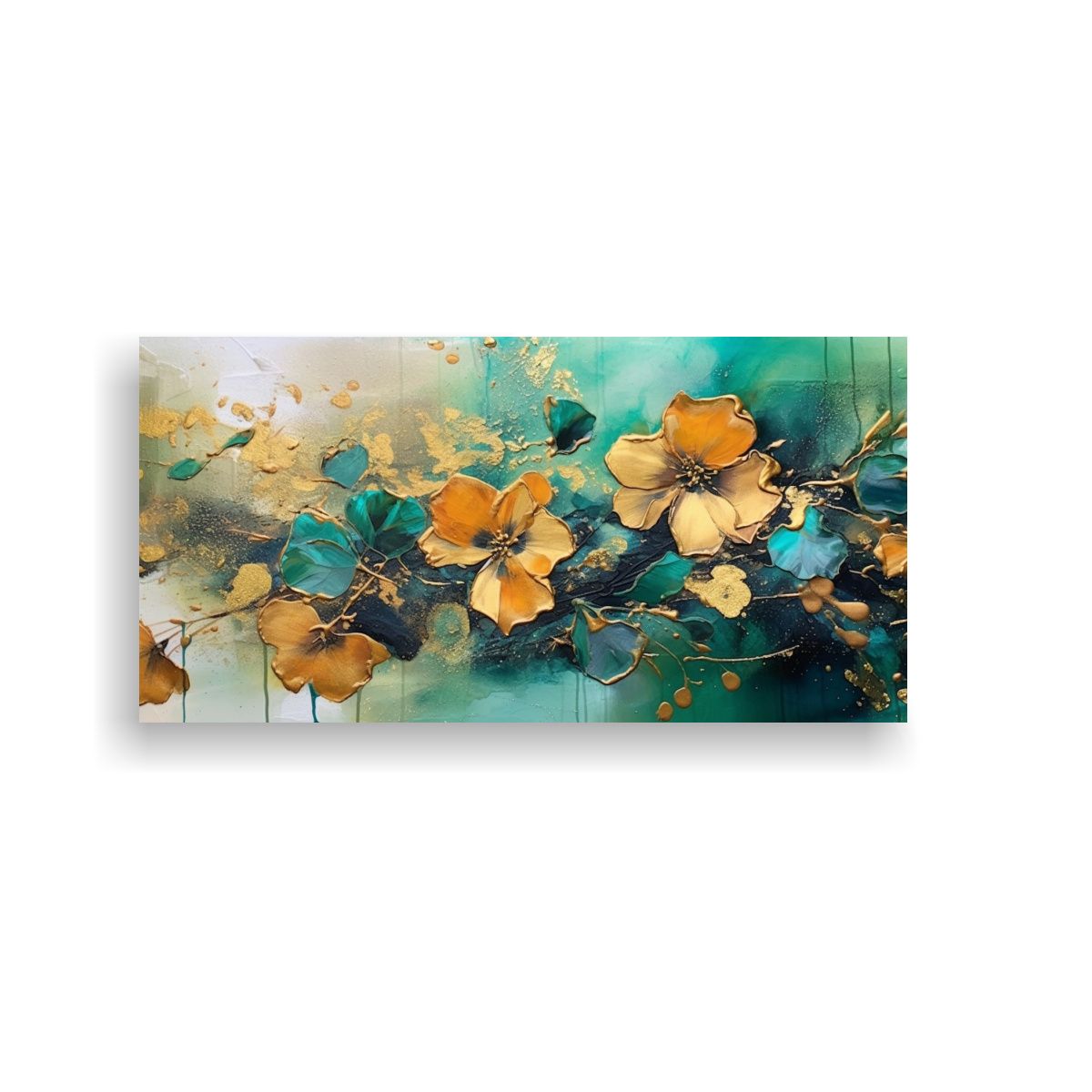 GENERICO - Cuadro Abstracto Floral Intenso En Lienzo Tex 100x50 Cm