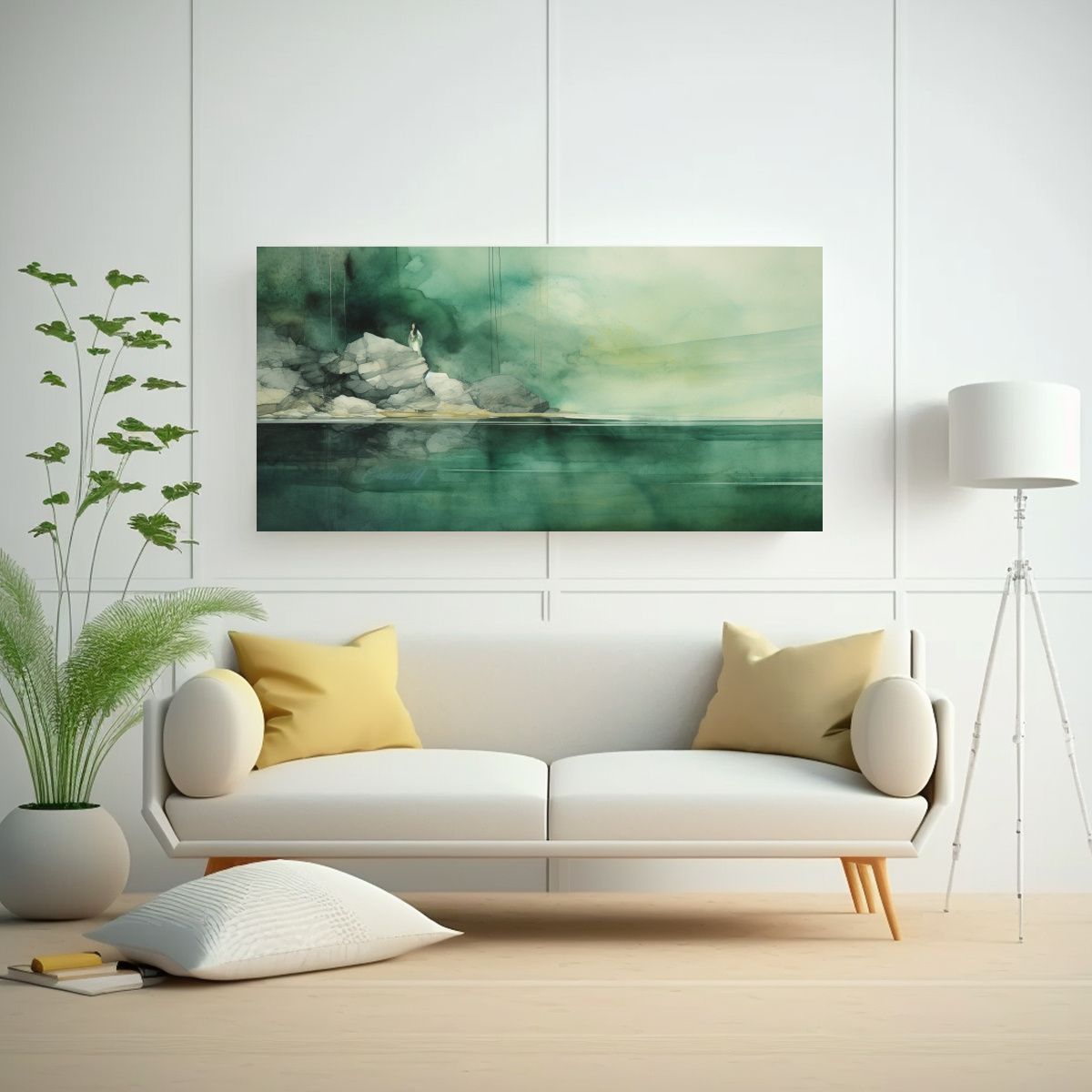 GENERICO - Pintura Lienzo Tema Street Art Con Acuarela Verde 100x50 Cm