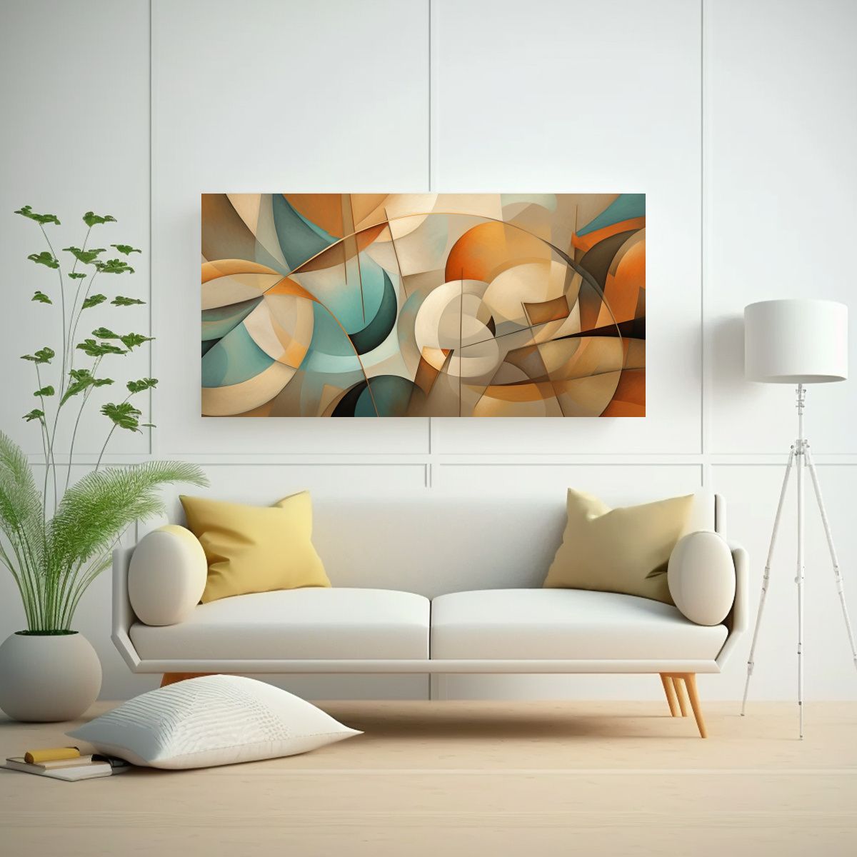 GENERICO - Cuadro Abstracta Elegante Con Hojas Marrones Y 80x40 Cm