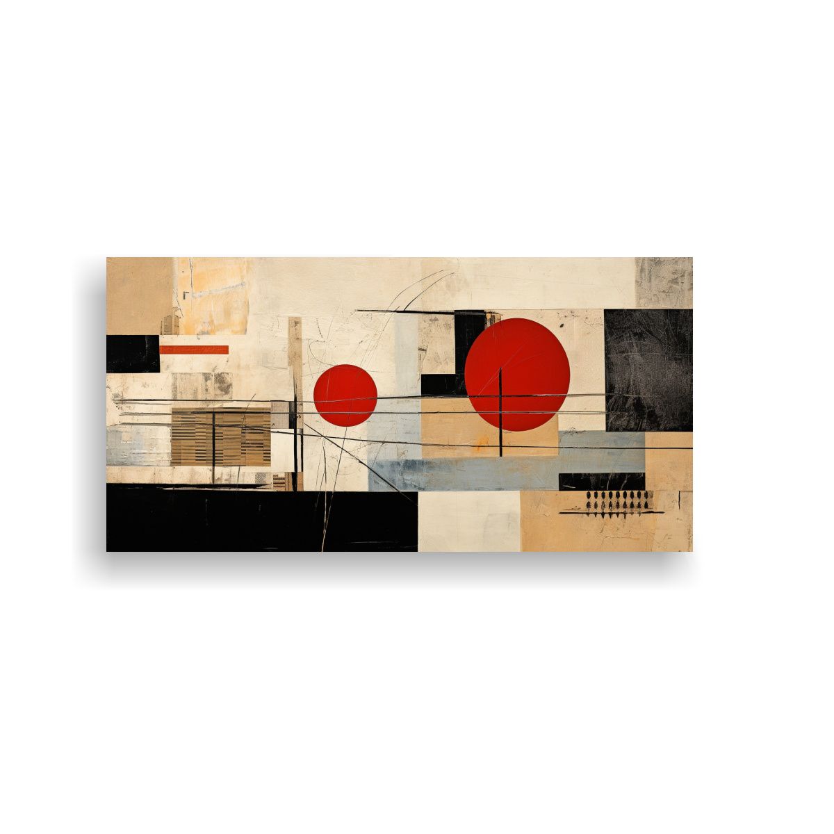 GENERICO - Cuadro Lienzo Abstracto Con Collage De Texturas Y 60x30 Cm
