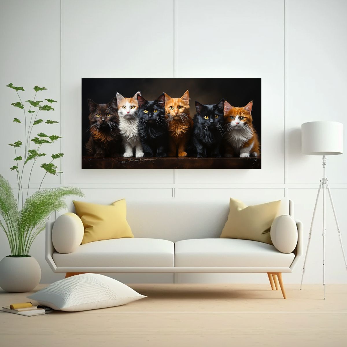 GENERICO - Pinturas Decorativas Modernas Multicolor Gatos En 100x50 Cm