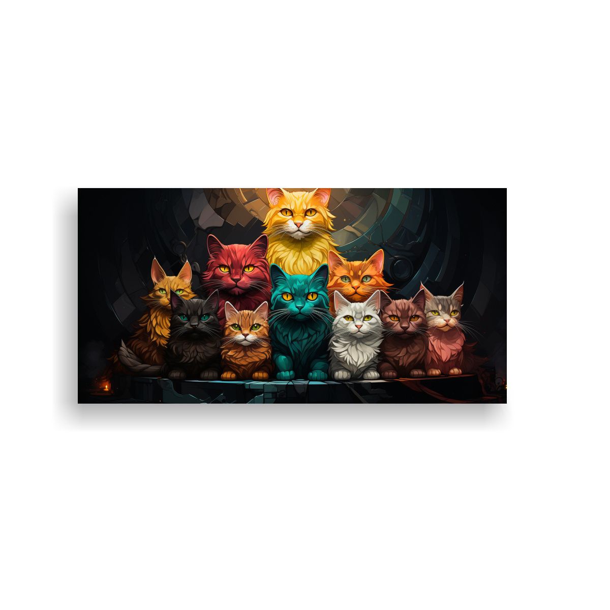 GENERICO - Pintura De Gatos De Colores Apilados 60x30 Cm