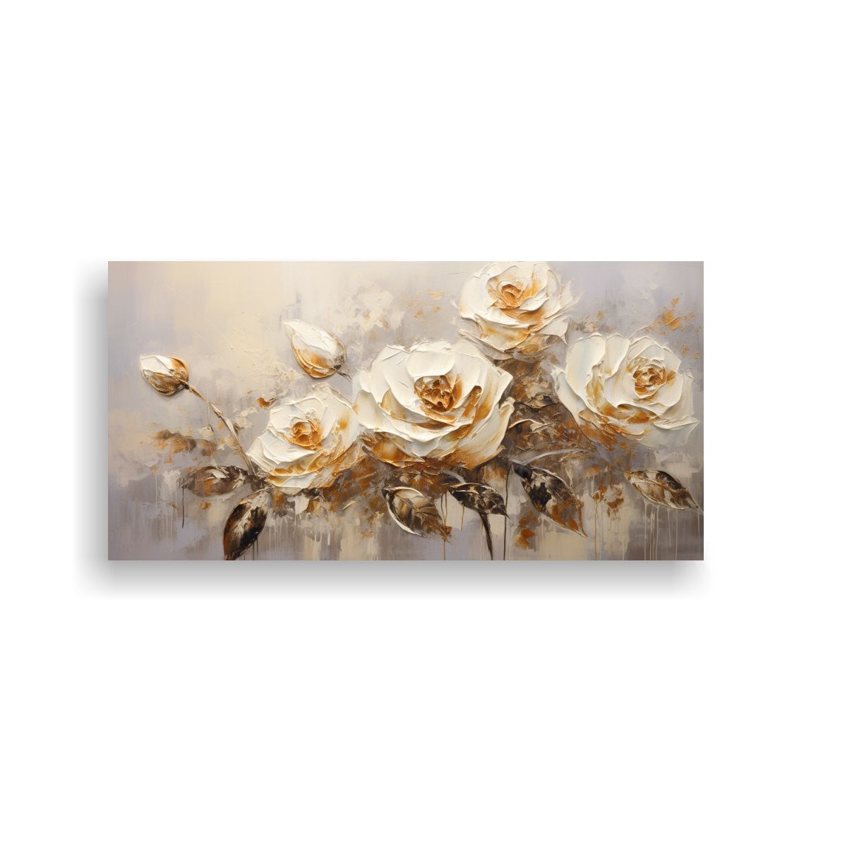 GENERICO - Cuadro Calidos Resistente A Gold Roses En Lienzo 60x30 Cm