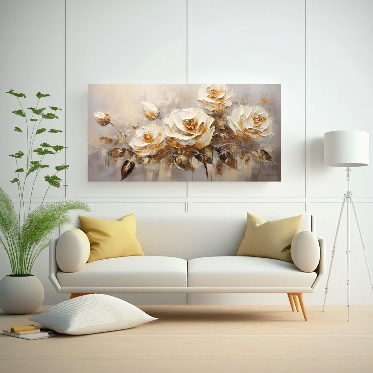 GENERICO - Cuadro Calidos Resistente A Gold Roses En Lienzo 60x30 Cm