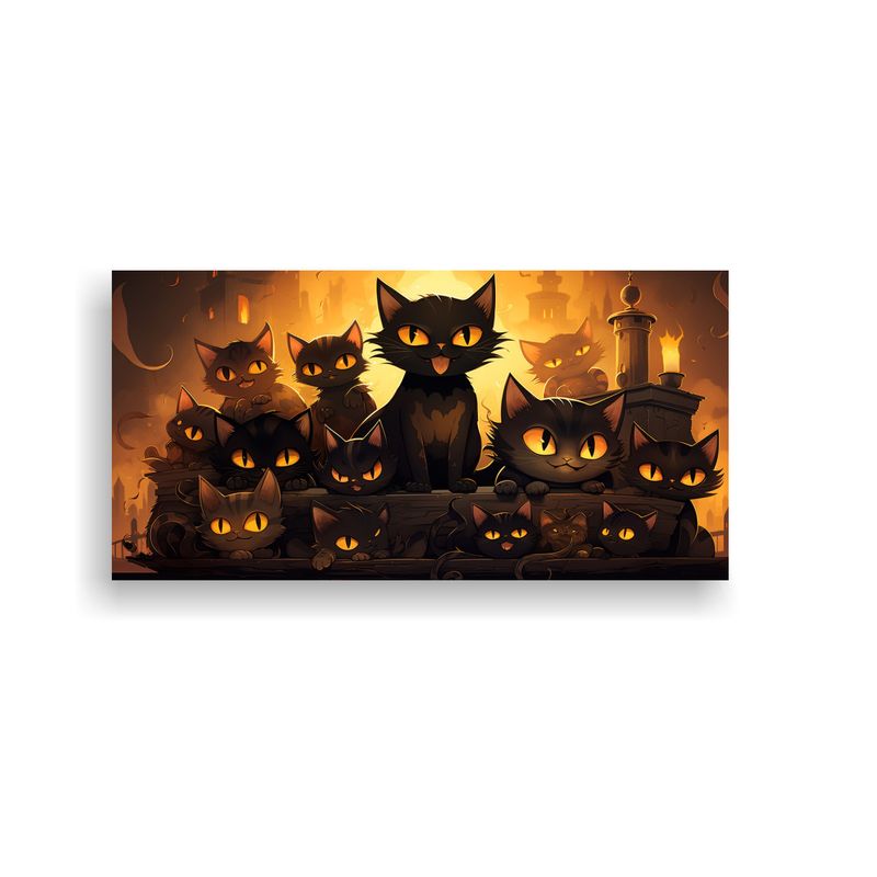 GENERICO - Cuadro Decorativo Gatos Negros Sobre Pila 80x40 Cm