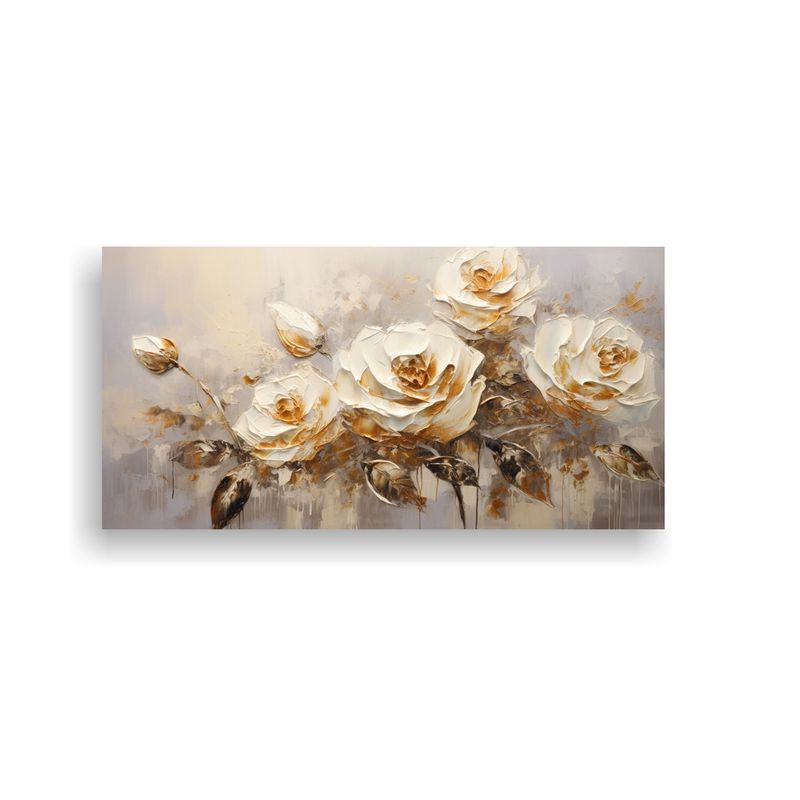 GENERICO - Cuadro Calidos Resistente A Gold Roses En Lienzo 80x40 Cm